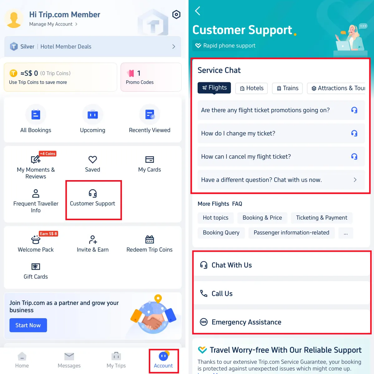 Step 1: Enter the Trip.com App to Find Trip.com Contact Number