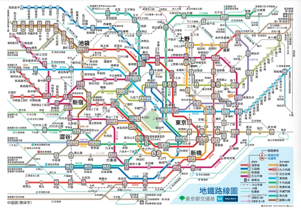 東京自由行東京Metro地鐵圖
