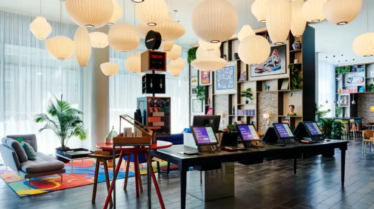 Citizenm Washington DC NoMa-The hotel's multifunctional entertainment room is a great place to while away time.