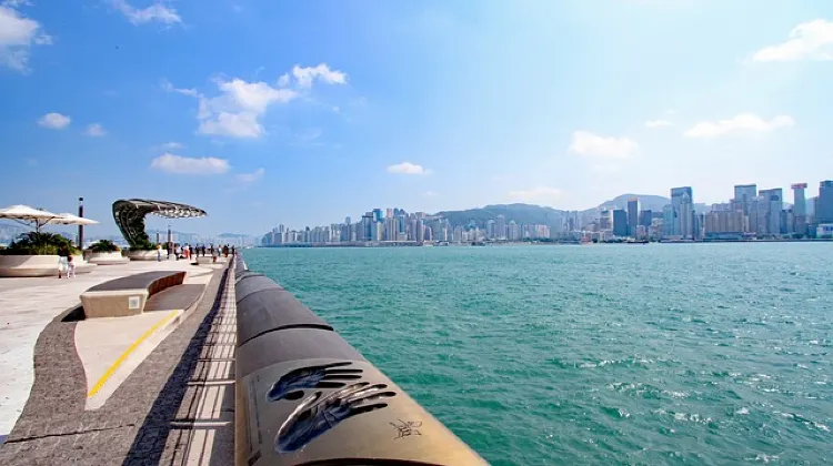 Waterfront view of the Hong Kong skyline from the Avenue of Stars