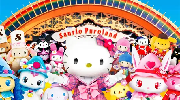 Sanrio Puroland sign with Sanrio characters