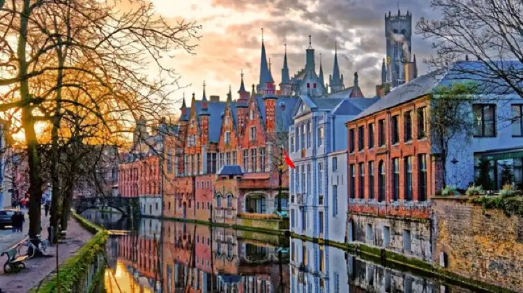 View of Bruges on a cloudy day