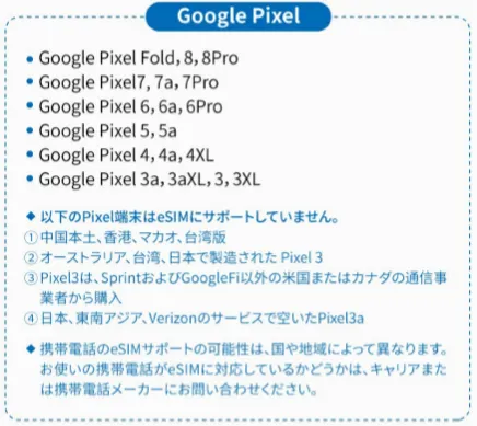 韓国eSIMの対応機種
