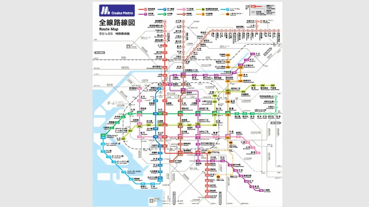 Карта маршрутов метро Осаки