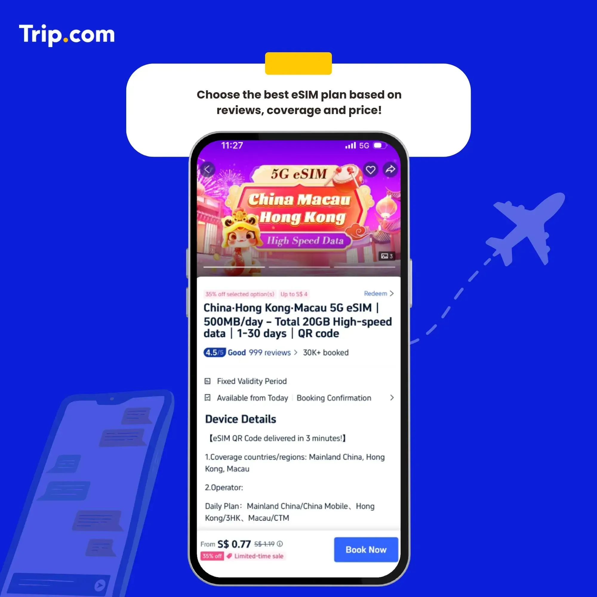 Choose an eSIM provider and plan