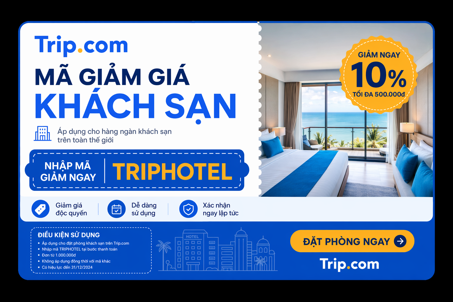 Tổng Hợp Mã Giảm Giá Khách Sạn Trip.com Mới Nhất 2026: Giảm Đến 50%