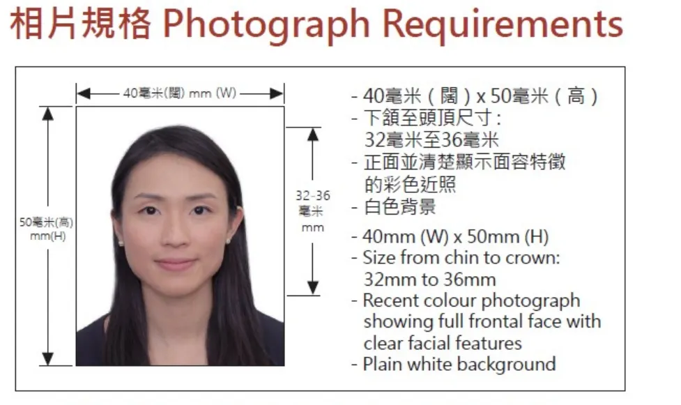 申請特區護照相片規格