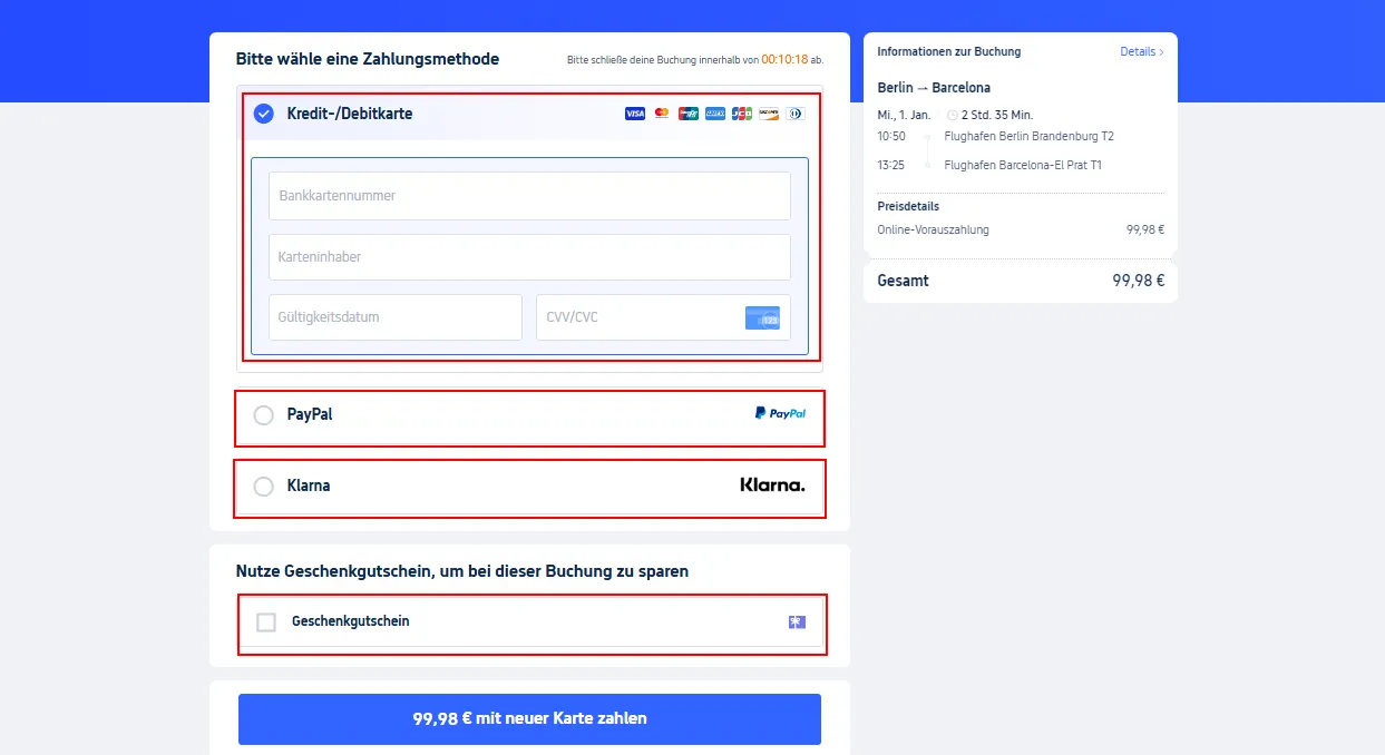 Trip.com Zahlungsmöglichkeiten in Deutschland