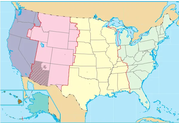 アメリカと日本の時差