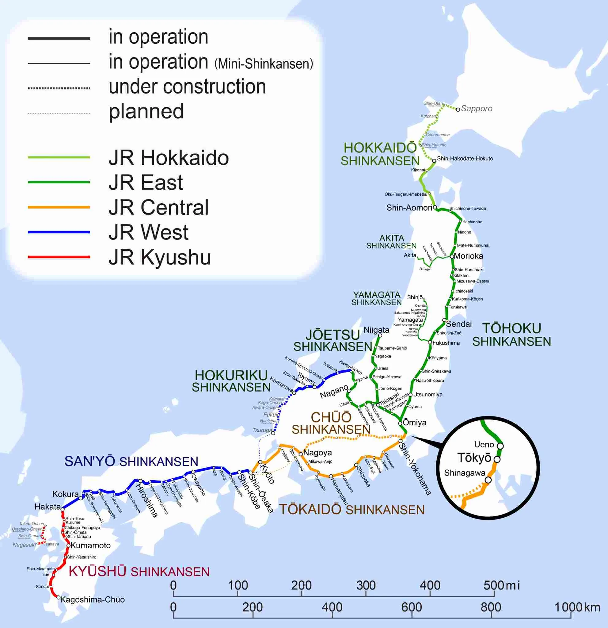 Tokyo to Osaka Shinkansen Map