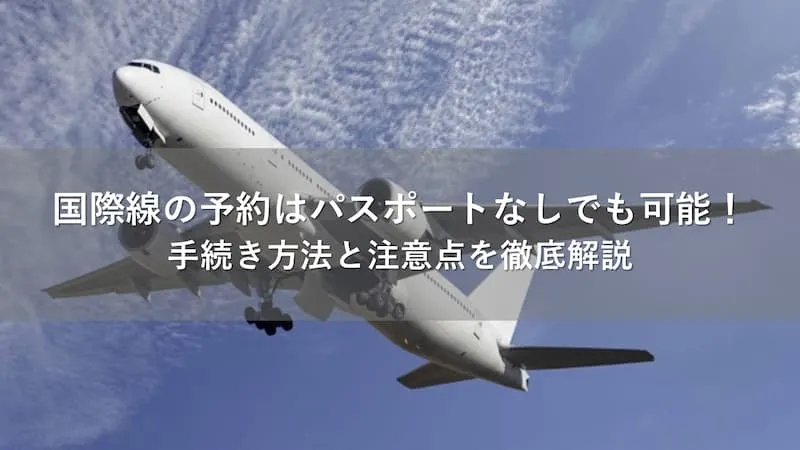 国際線 パスポートなし 予約