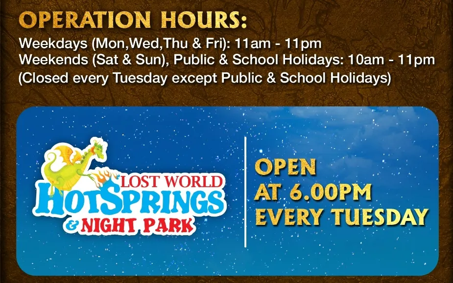 Waktu Operasi Sunway Lost World of Tambun