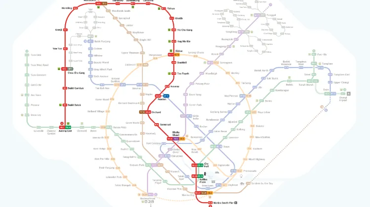 mrt map with travel time