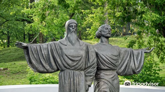 Monument to the founders of Cherepovets - Monks Feodosy and Athanasius