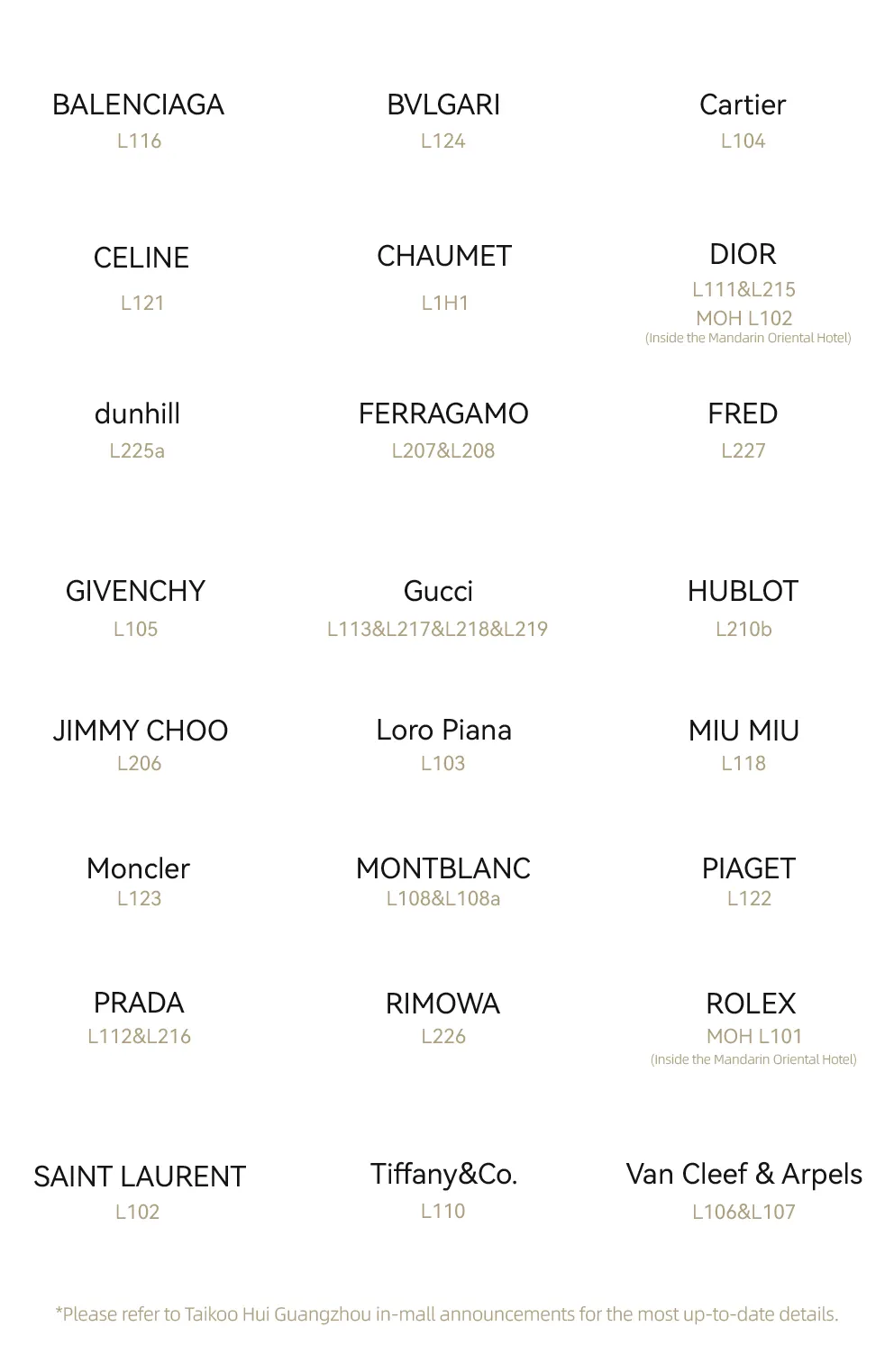 What luxury brands are inside Taikoo Hui Guangzhou?