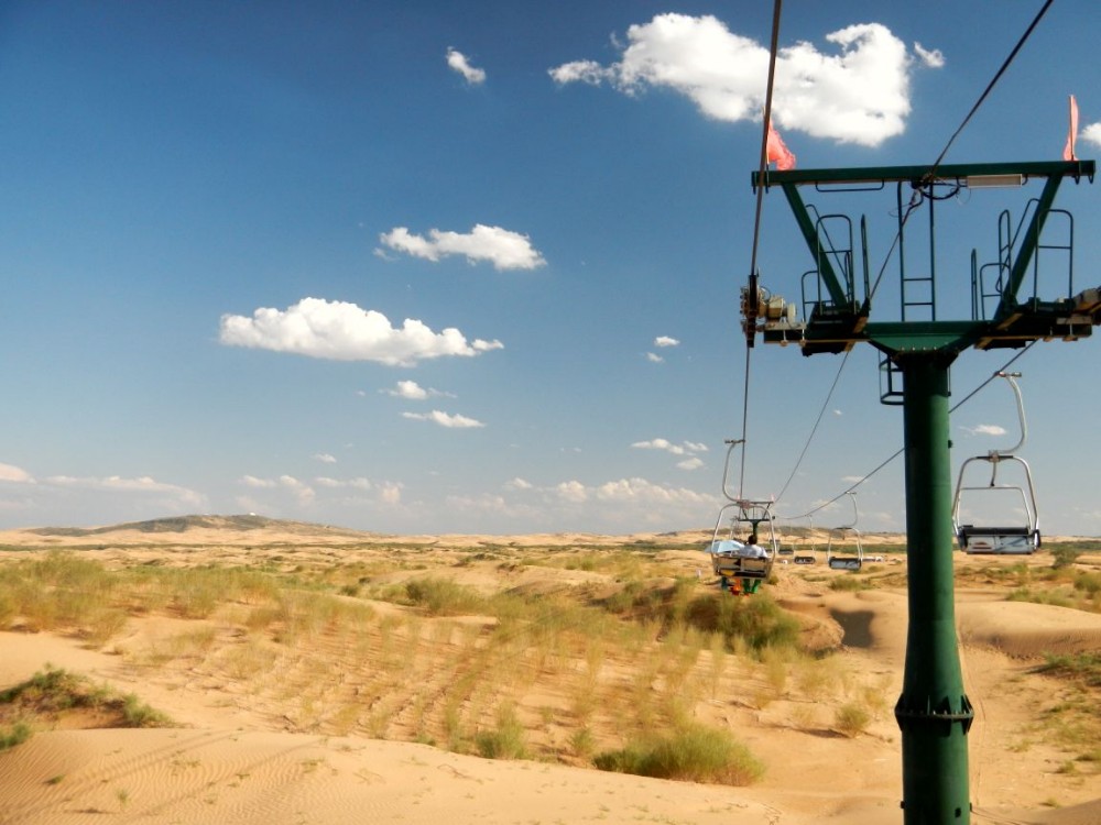 #瓜分10000元#库布齐沙漠的缆车