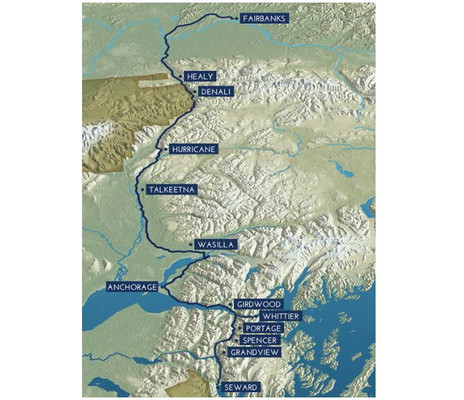 阿拉斯加火车，斯宾塞冰川，国家森林公园一日游