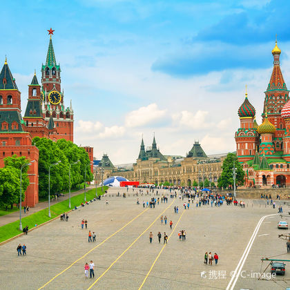 俄罗斯莫斯科红场+克里姆林宫+圣瓦西里主教座堂+莫斯科河+列宁墓一日游