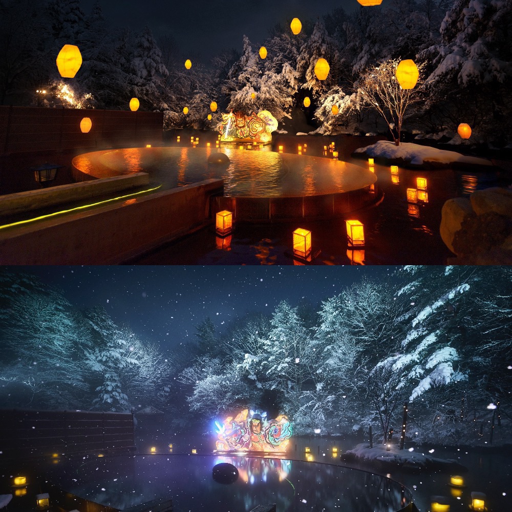 日本最美温泉-看繁星的夜雪祭室外温泉
