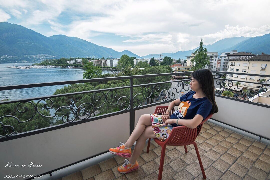 #神奇的酒店#洛迦诺湖边酒店，坐在阳台享受梦境般的湖光山色