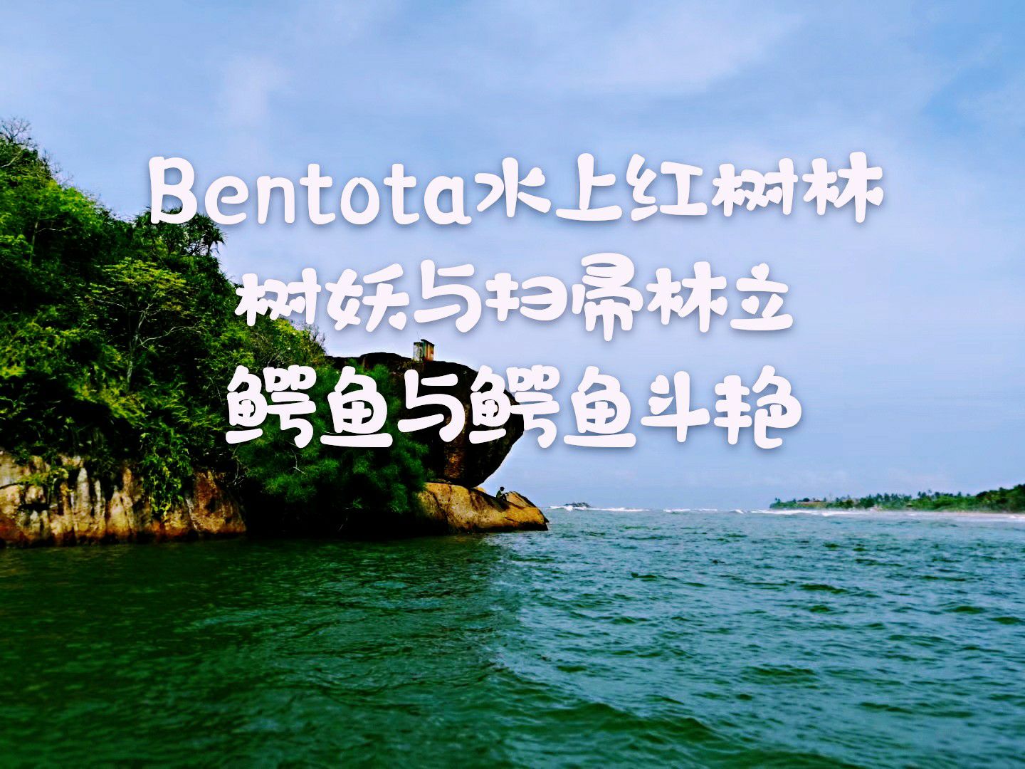 沿BENTOTA河往北不远，便是宽阔壮丽的入海口，此处岩石顶上，黑色峭壁兀立，上面更有寺庙一座，独看