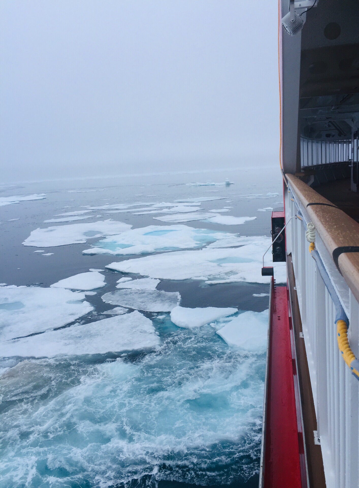 淩晨3时，被轰隆隆声惊醒，发现邮轮在格陵兰海域破冰前行。