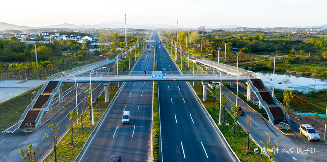 航拍木兰大道武汉黄陂