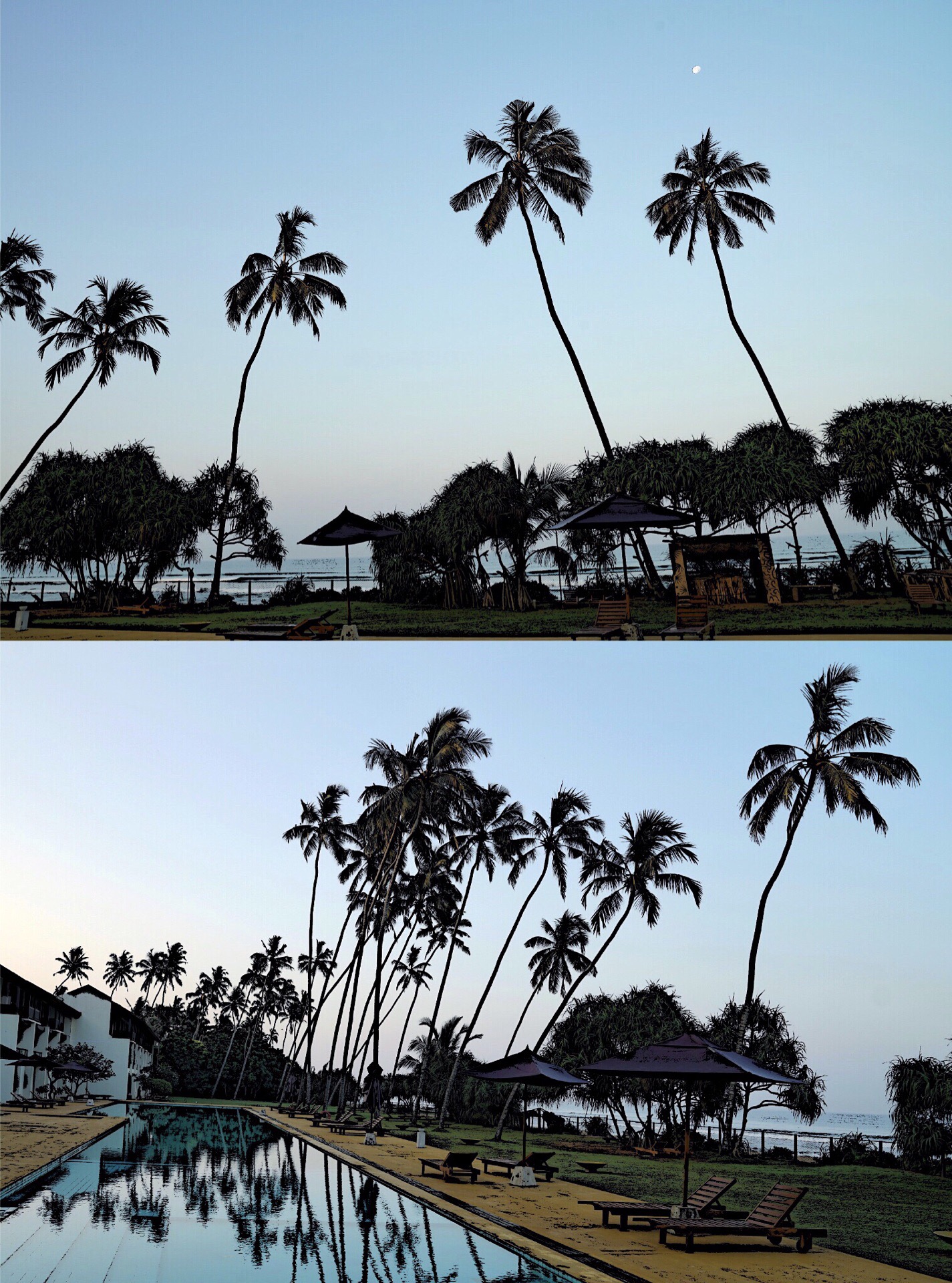 斯里兰卡的卡巴拉娜酒店，就座落在阿杭格默的海滩旁。从酒店的阳台望去，蓝色的印度洋泛起一层层白色的浪花