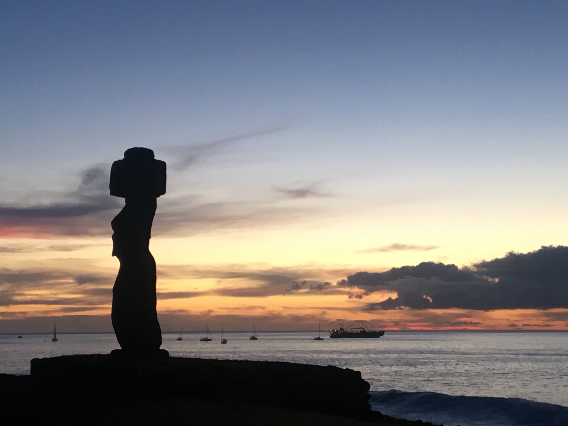 moai石像的日落日出