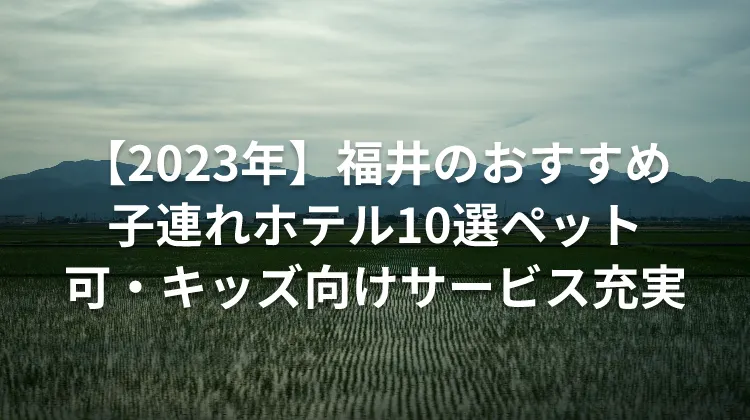 【2023年】福井のおすすめ子連れホテル10選ペット可・キッズ向けサービス充実