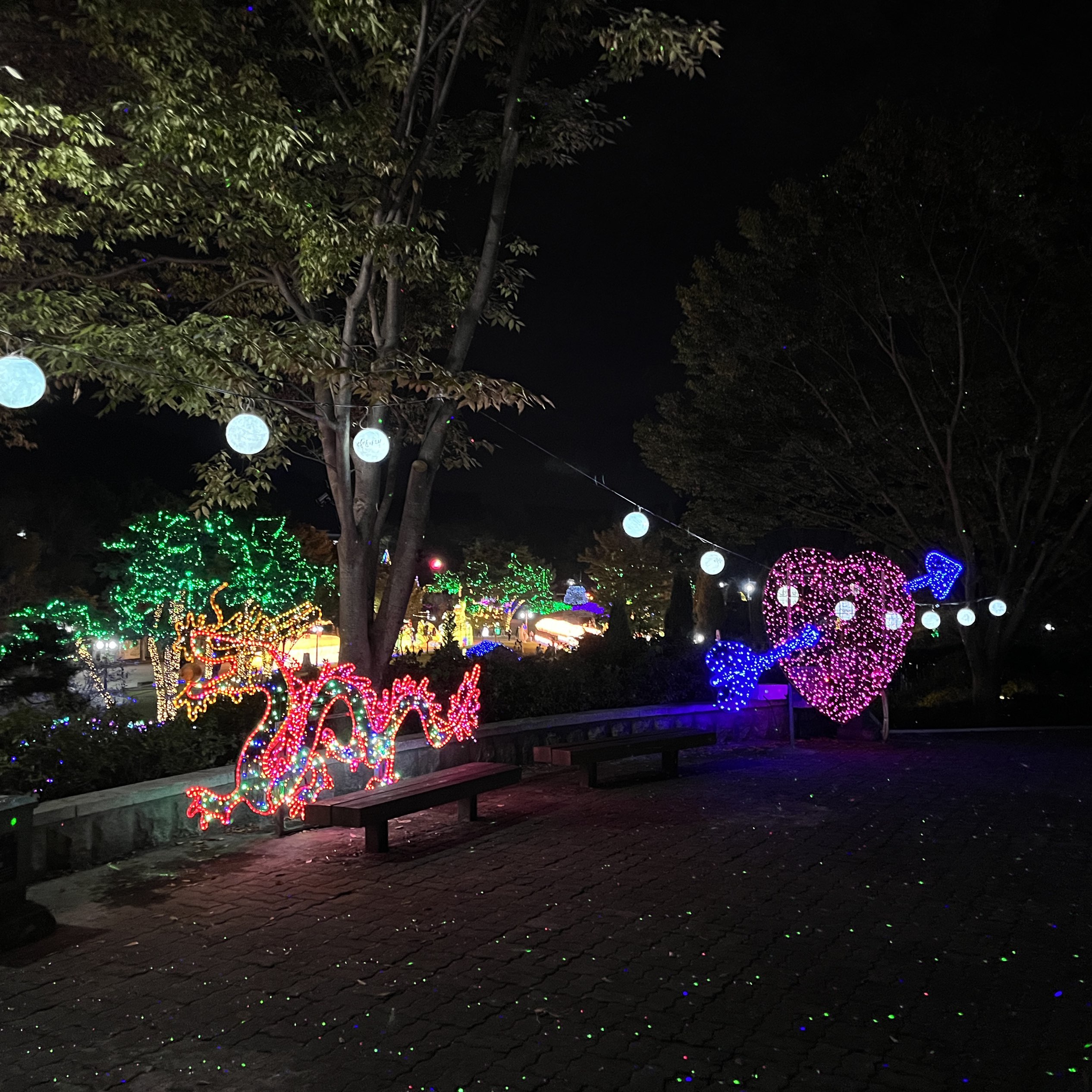 益山西东节装饰华丽的灯光