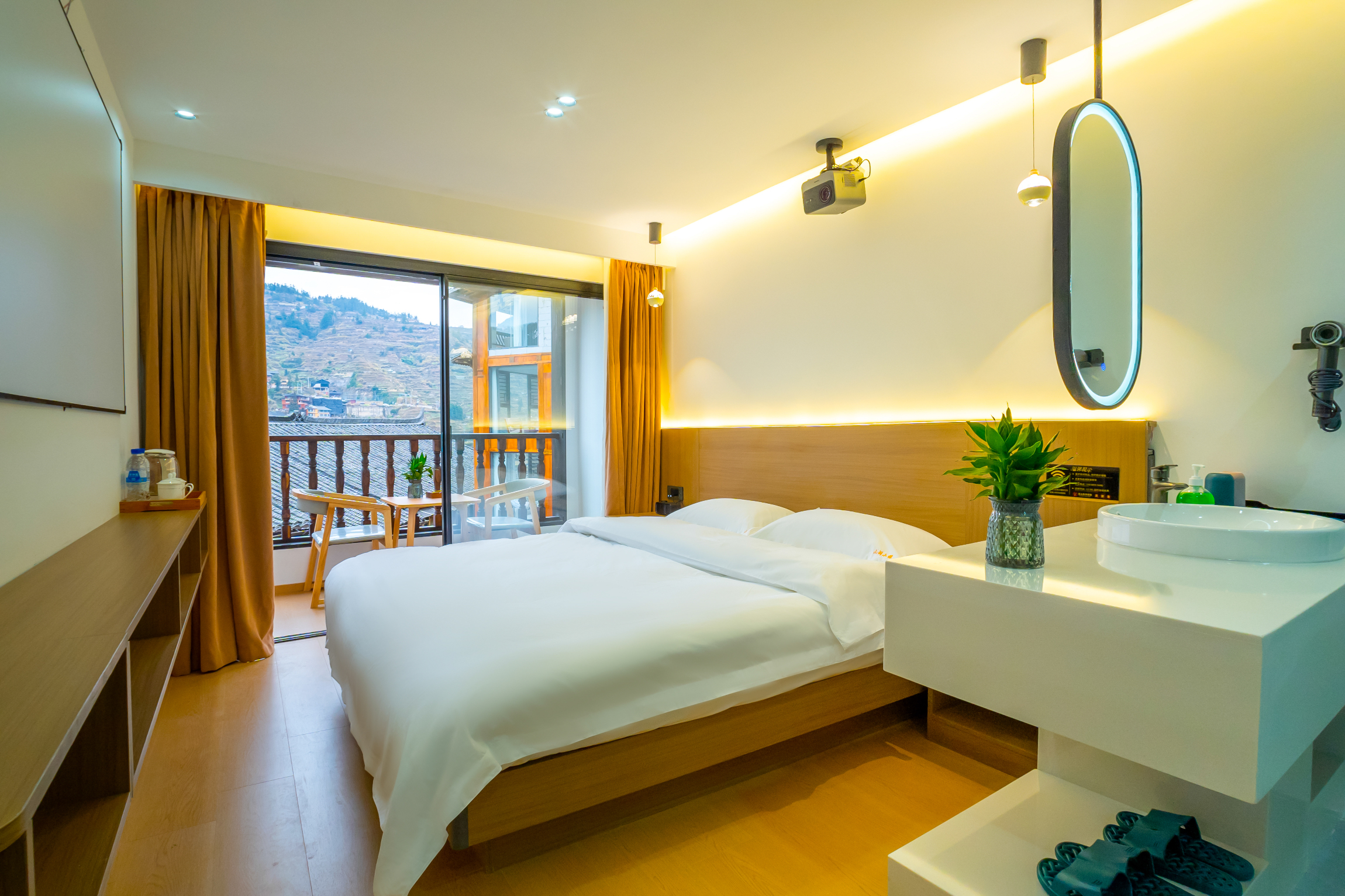 Xijiang Qianhu Miao Village Mountain Stream Small Building Chinese Inn (No. 1 Fengyu Bridge)Over view