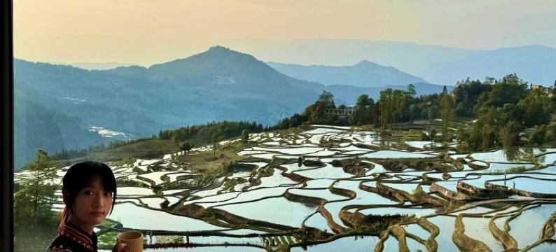 稻田理想｜蓝色梯田全景·观景民宿图片