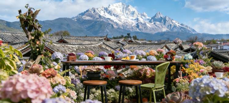 花筑月半湾·雪山屋顶Coffee·花海漫步设计美宿(丽江古城木府店)图片