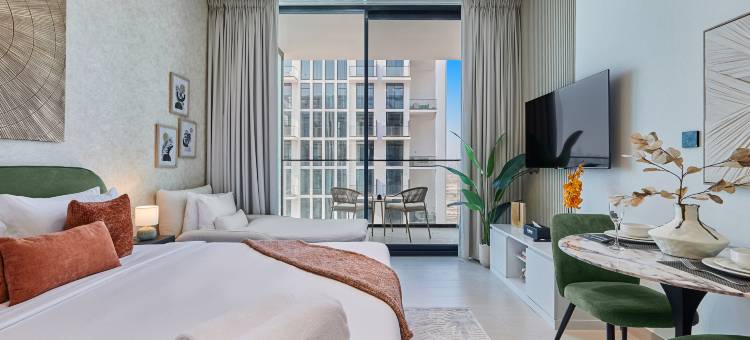 bnbme | JVC 现代单间公寓，带泳池和城市景观(bnbme | Modern Studio in JVC w/ Pool & City View)图片