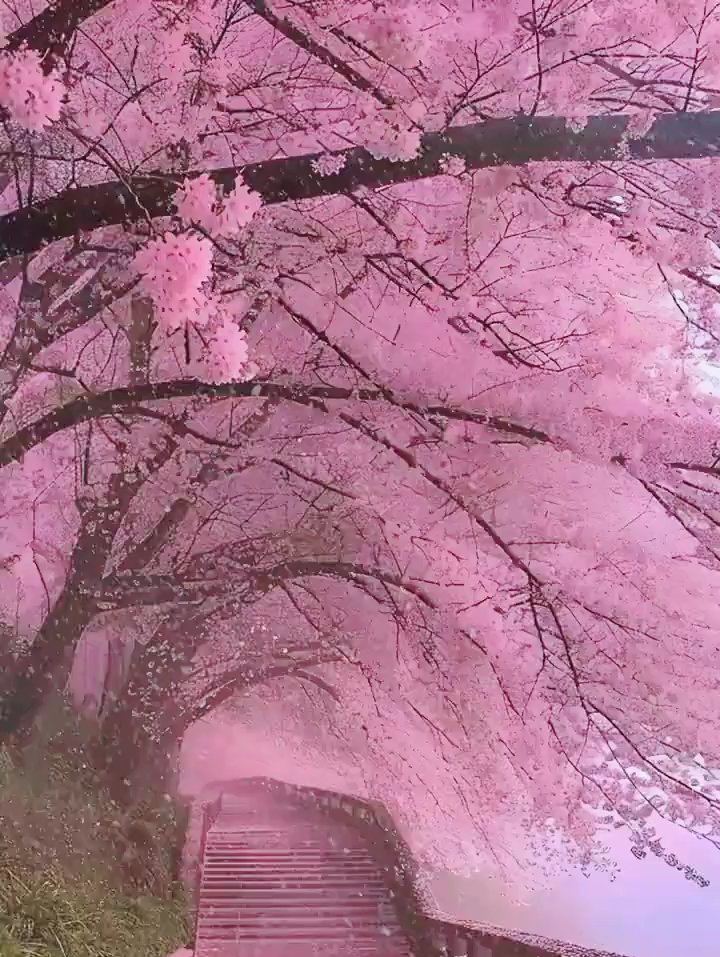 被人艾特看这么浪漫的樱花雨，真的很幸福。 #国内浪漫旅行地 #春日赏花图鉴