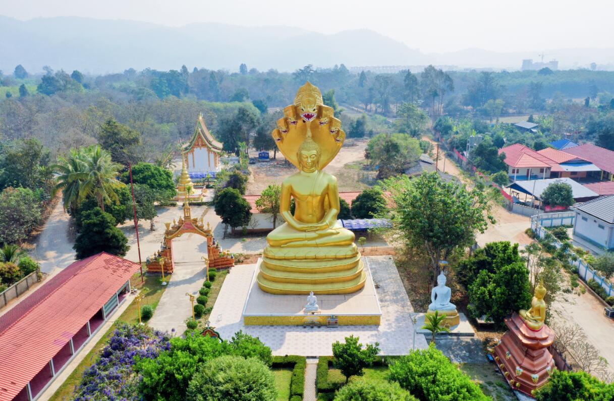 老挝金三角华丽突出的色彩加着夸张的雕塑