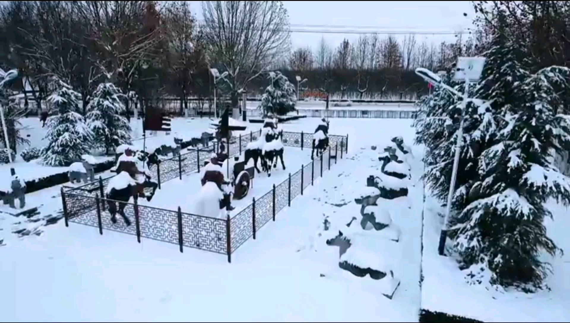 河北安平：航拍汉王公园冰雪世界