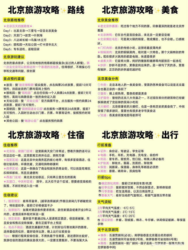 北京旅游攻略 熬夜整理的总算把北京说明白了