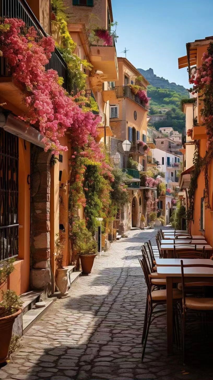 波西塔诺（意大利）位于地中海旁的这个小镇。