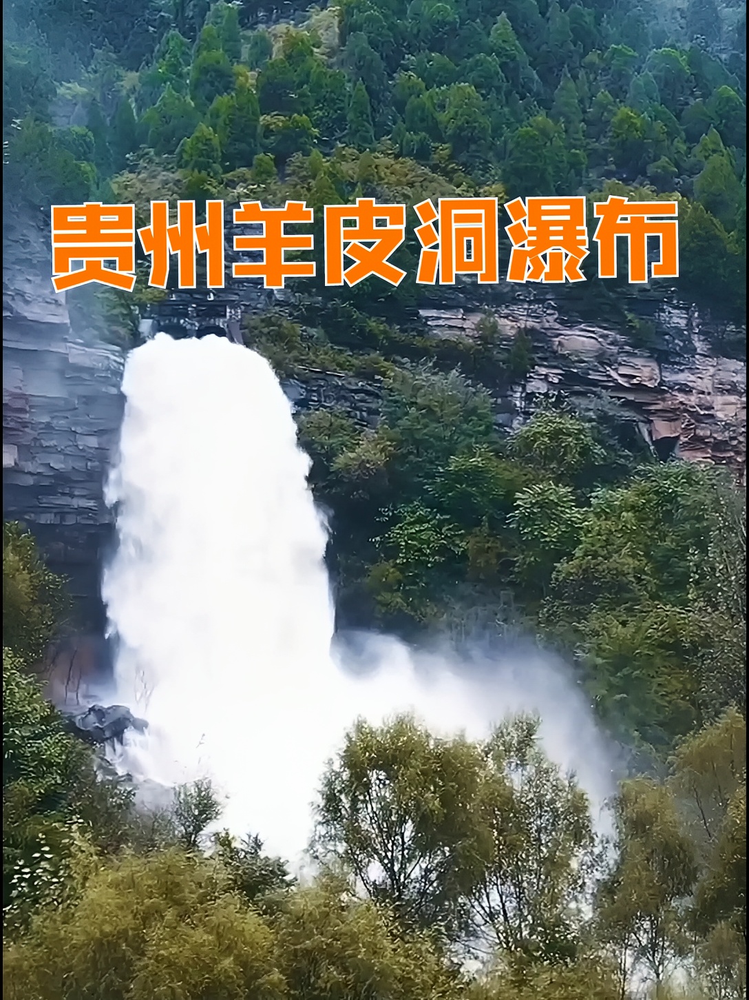 探秘贵州秘境，羊皮洞瀑布飞流直下，壮观非凡。#羊皮洞瀑布 #贵州旅游 #自驾游贵州 #心动的贵州