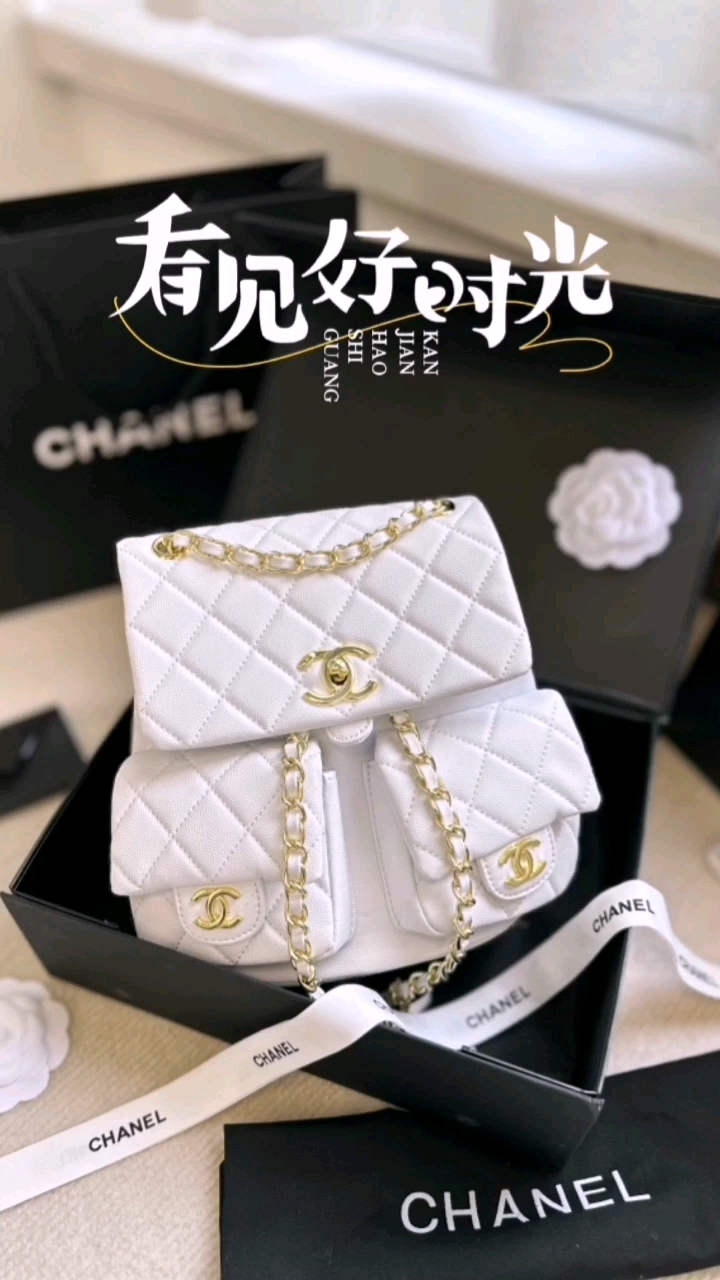 295 chanel23p duma中号双肩包 口袋设计加上三个chanel双clogo整包很立体有