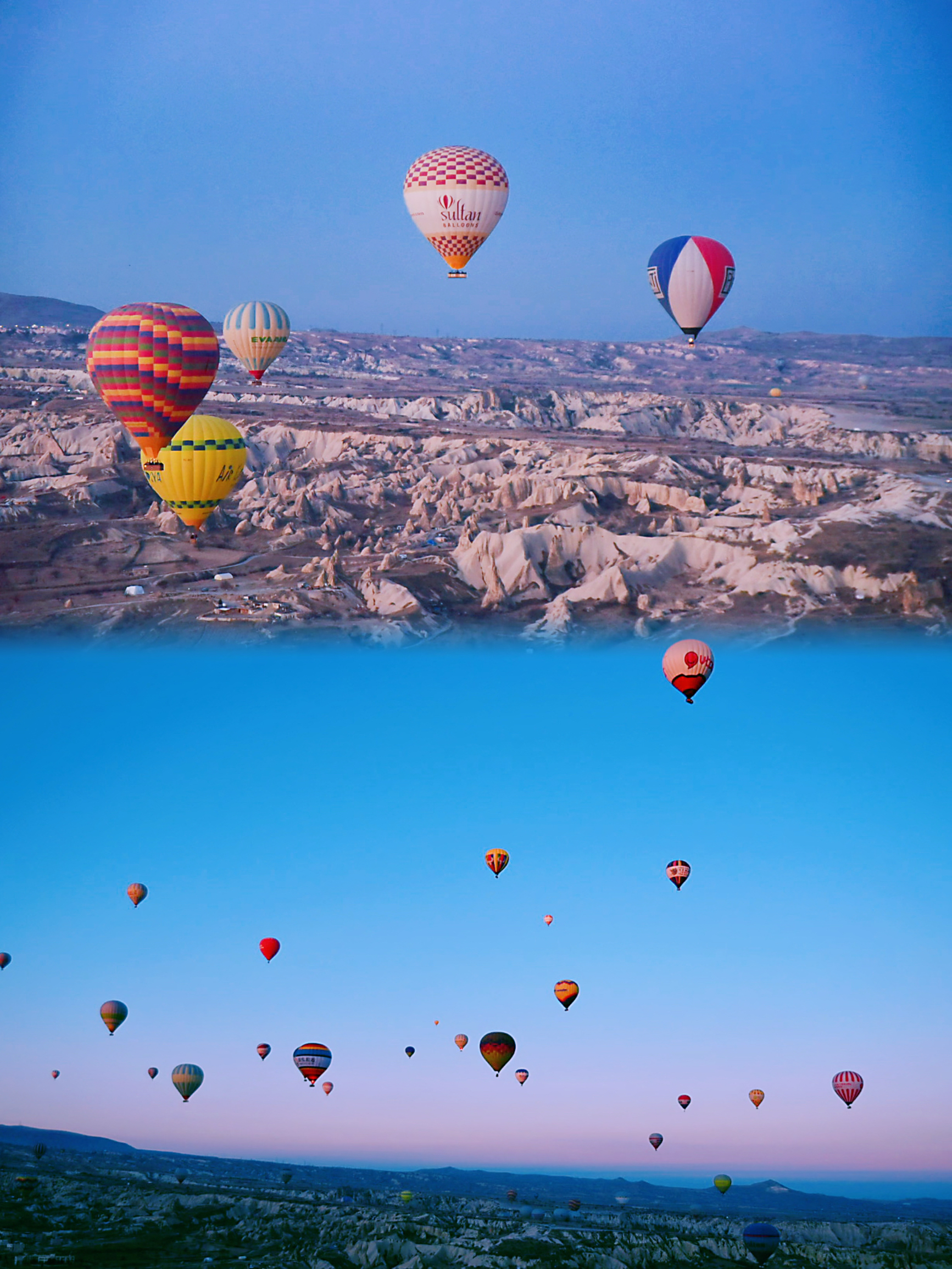 土耳其卡帕多奇亚冬天的热气球