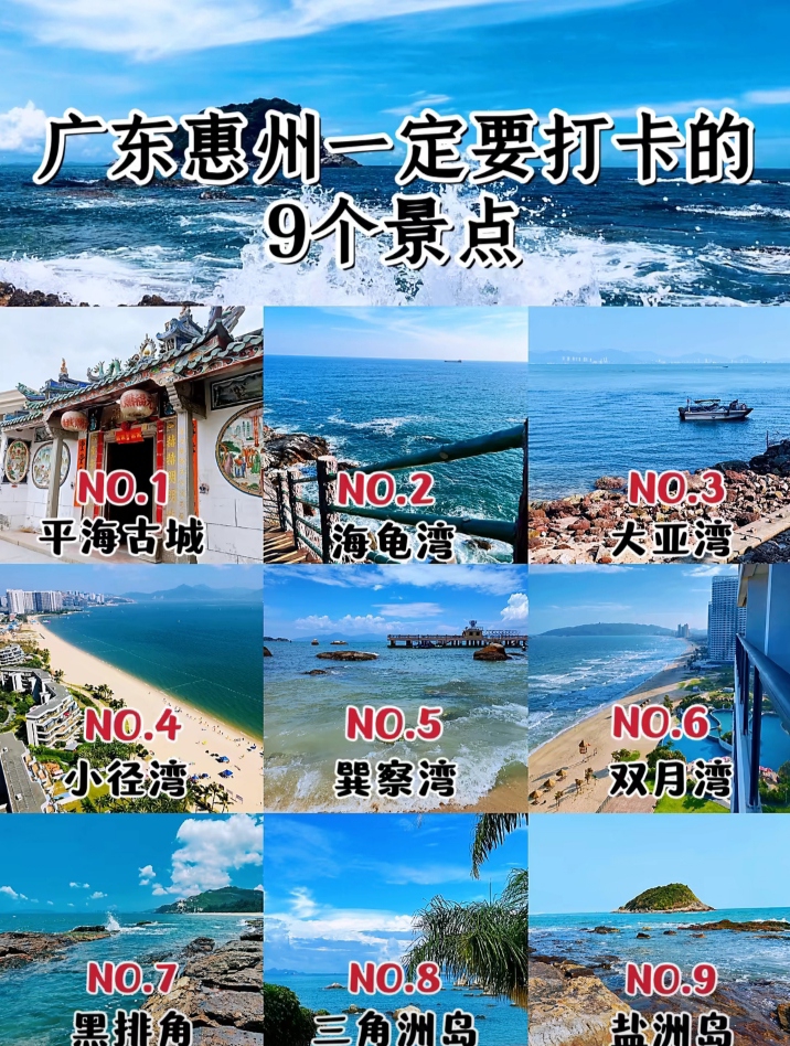 广东惠州一定要去9个景点，你去过哪几个？如果你来广东惠州还不知道去哪里玩的，给大家整理了9个必打卡景