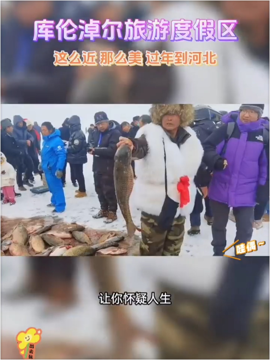 距北京最近的冬捕盛宴！||鱼跃人欢冬捕忙，冰天雪地鱼满仓，库伦淖尔第六届冰雪渔猎文化节来啦。2023