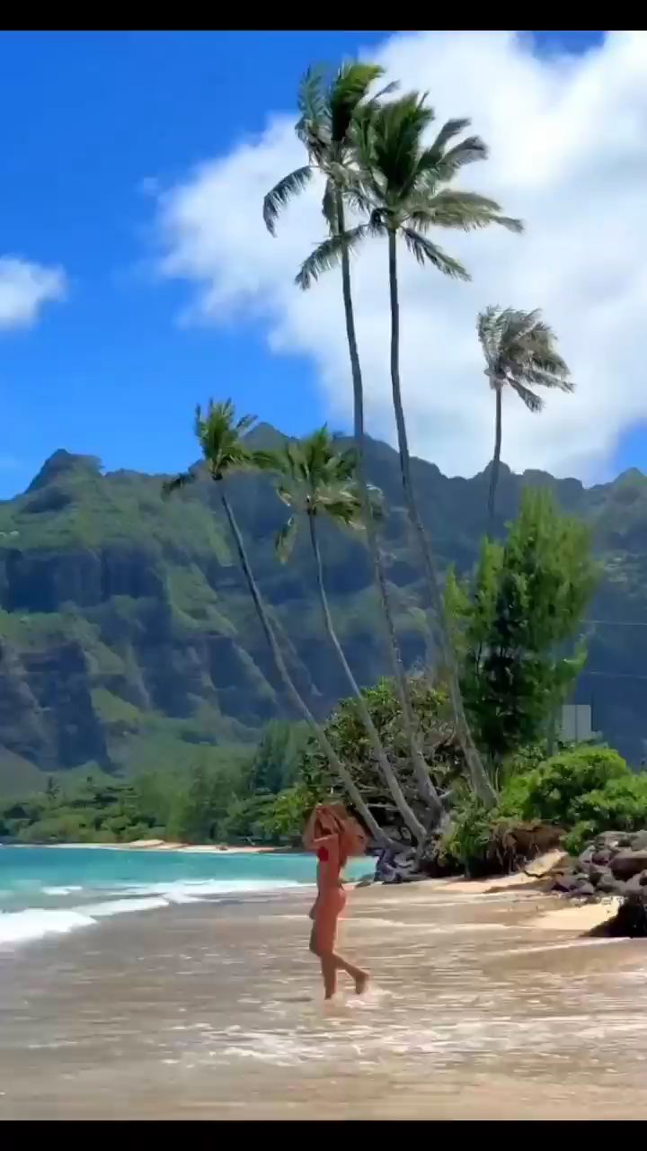 夏威夷欧胡岛的卡鲁瓦海滩#治愈系风景