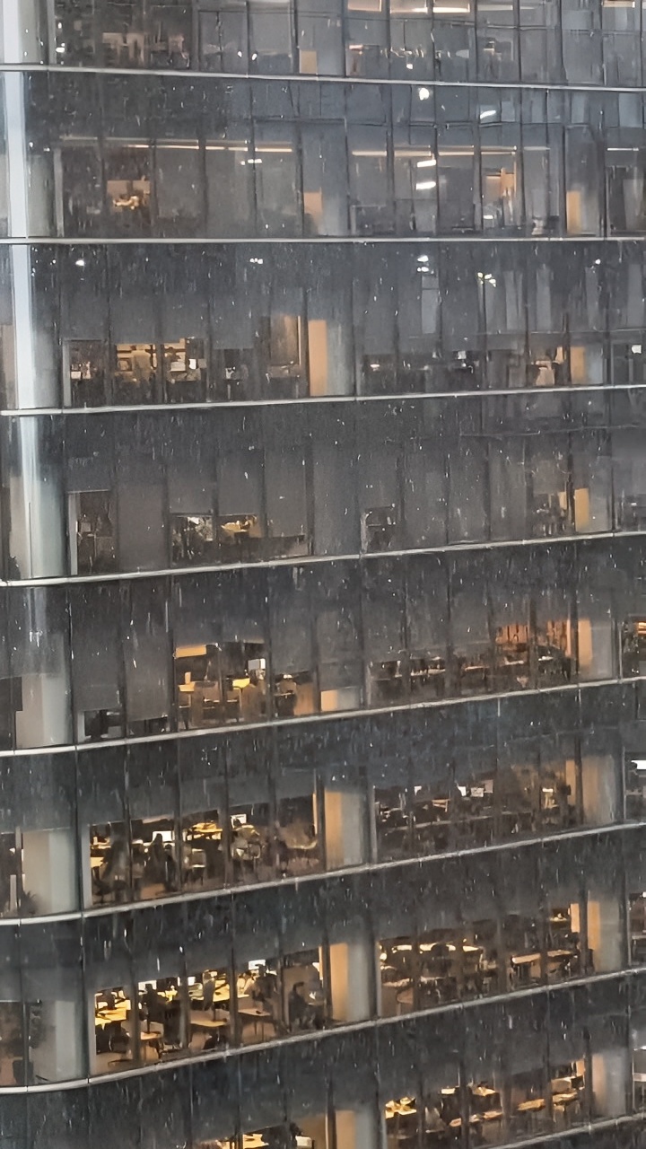 纽约曼哈顿，昨天下午的超大雨加雪