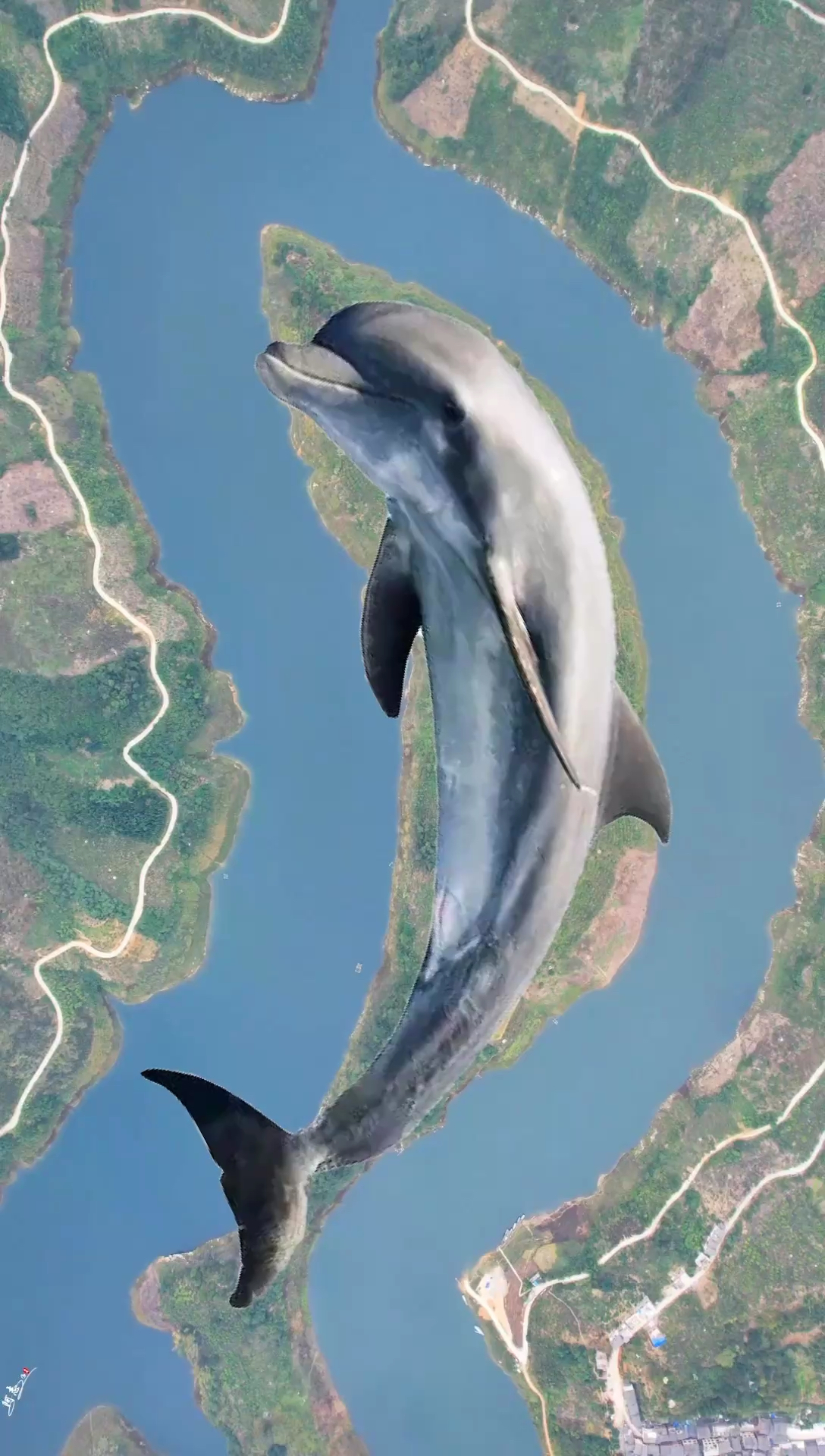 在贵州北盘江畔惊现一只世界最大的野生海豚，由大自然的鬼斧神工雕刻而成，太壮观了！#自然奇观 #天下奇