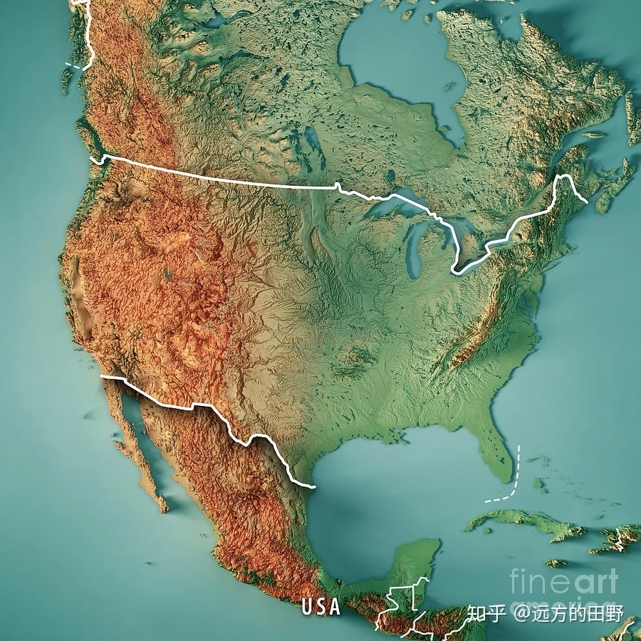 美国的地理图