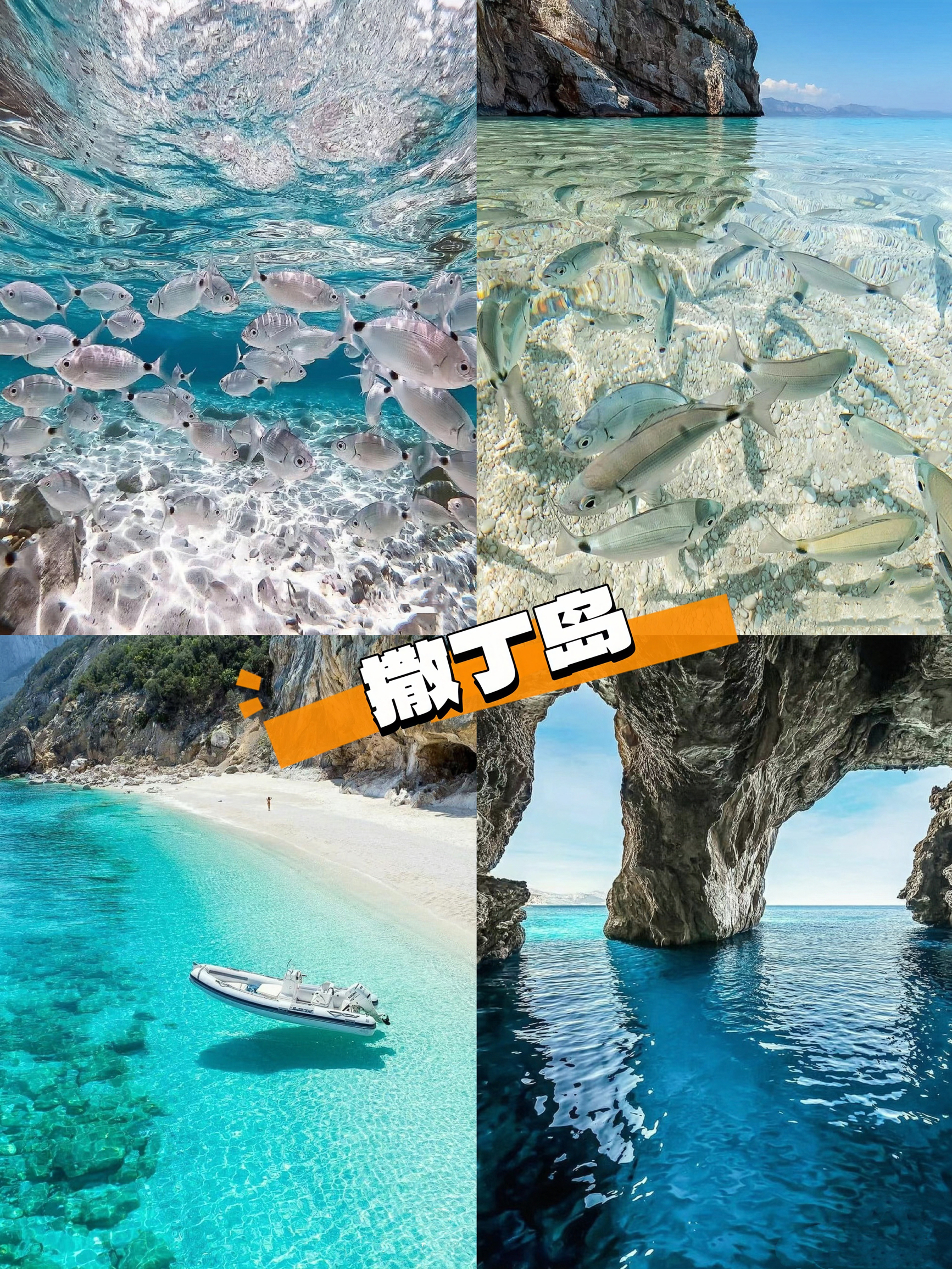 撒丁岛拥有世界上最清澈的海水，其色彩令人叹为观止。🌟🌟